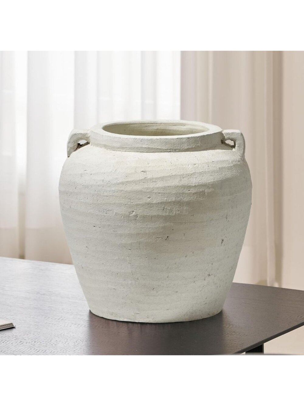 11.2" Tall Zen Style White Ceramic Large Vase Terra Cotta Pitcher Farmhouse Deco